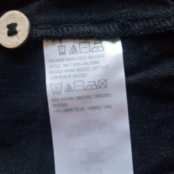 Susan Graver Pure Dress Womens Petite Large Black Linen Blend Tie Sleeve Midi - Picture 8 of 11